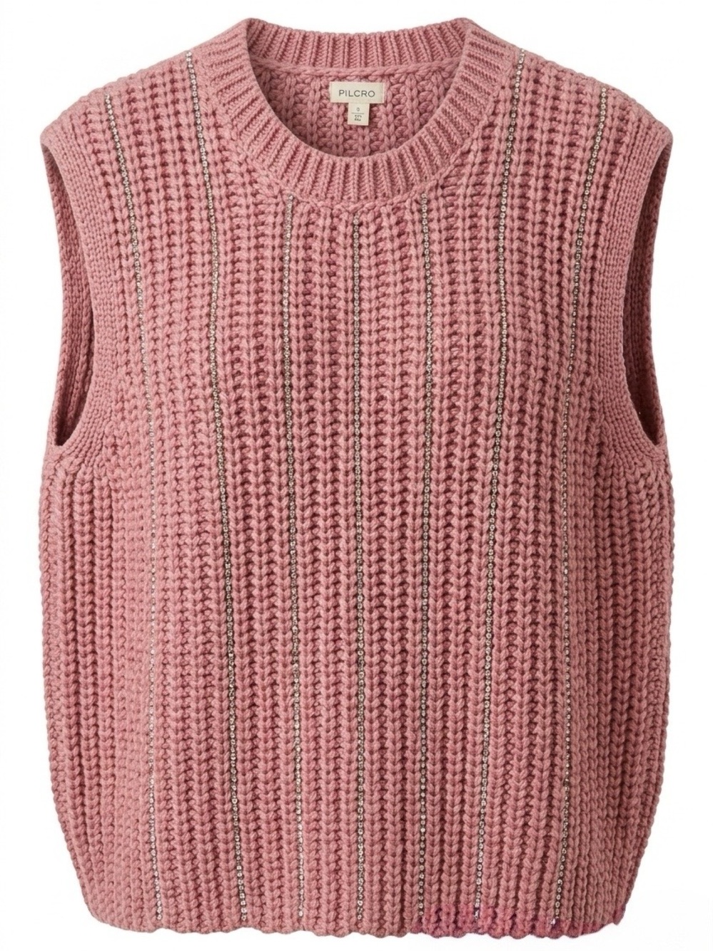 NWT Anthropologie Pilcro Metallic Sweater Vest Pink L. MSRP $118 - Picture 2 of 9